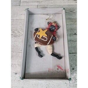 Vintage Kurt S. Adler Christmas Ornament Kitty Whiskers Football 4" w/ Box
